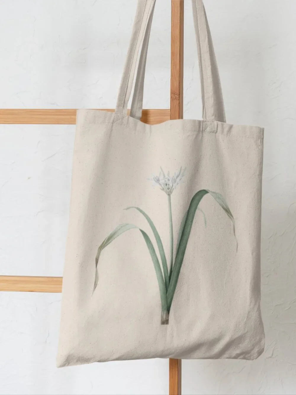 Small-Flowered Pancratium Vintage Floral Print Graphic Canvas Tote Bag